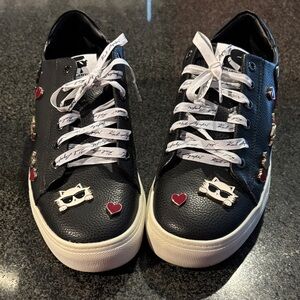 Karl Lagerfeld Black Sneakers with Cat and Heart Accents